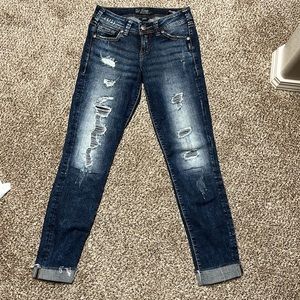 Silver Jeans Co. Women’s Suki Mid Skinny Distressed 27x29